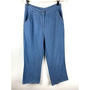 Vintage FORENZA Jeans Chambray 10 Petite 100% Cotton Wide Leg 70s 80s.